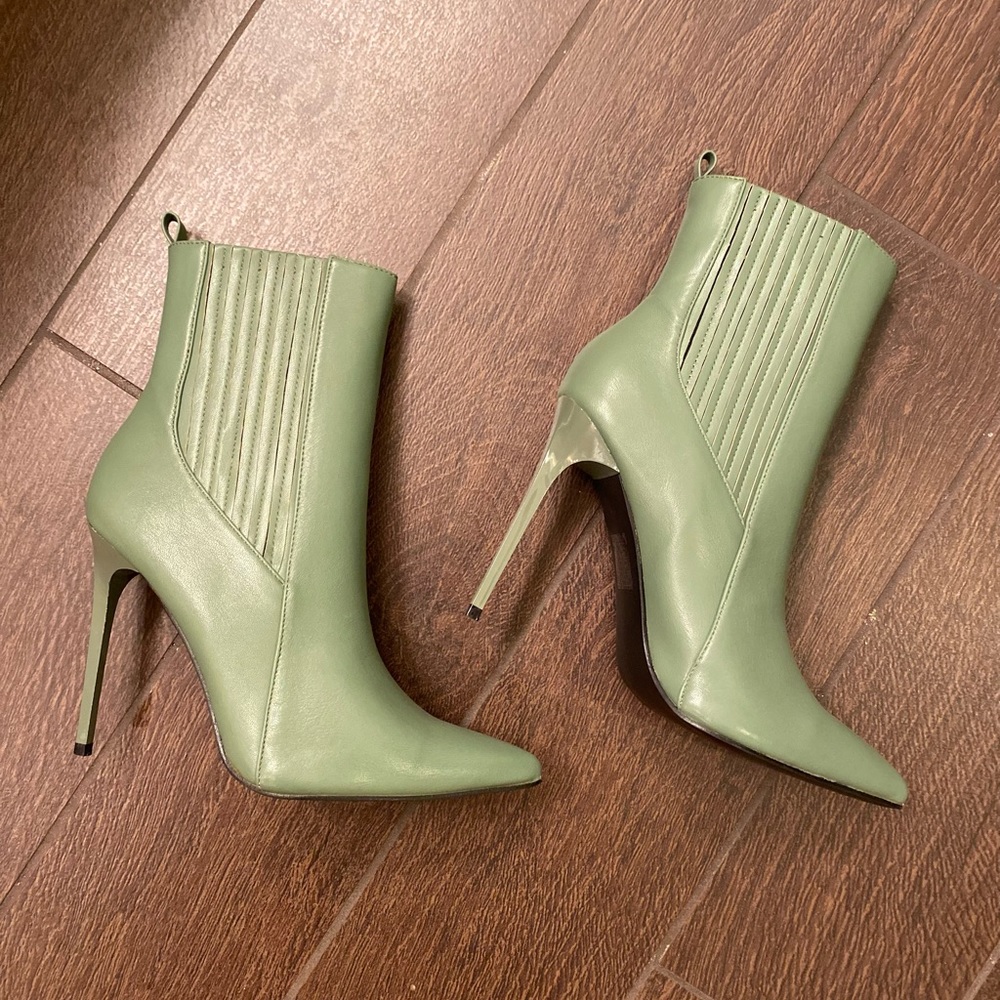 LuLus Sage Green Stiletto Boots